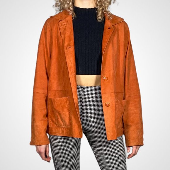 Burnt Orange Suede Leather Jacket - Picture 1 of 4